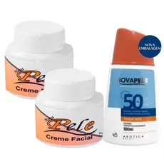 KIT 2 NOVA PELE CREME FACIAL+PROTETOR SOLAR FPS 50