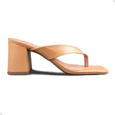 Tamanco Salto Grosso Via Scarpa Moda Tendência Tira Estilo Chinelo Fina Lançamento