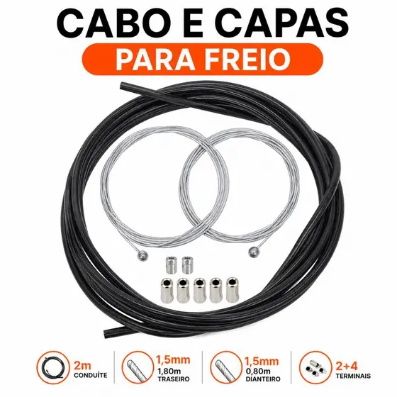 Cabo E Capas Para Freio De Bike Bicicleta Bikelete +terminal