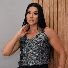 Blusa Regata Feminina De Paetê Elegante Casual Regata Com Brilho