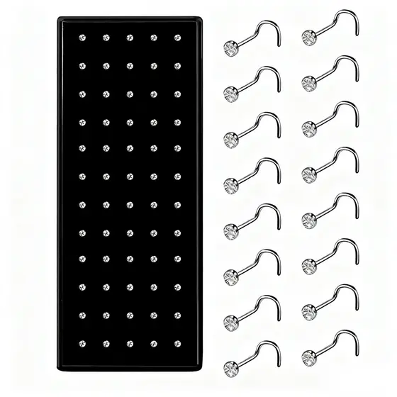 Kit Com 10/20/40/80 Piercing de Nariz Cristal Dobrar/Reto/Argola lindo Aço inoxidável médico