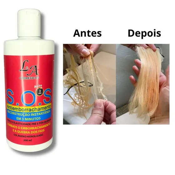 SOS Anti Emborrachamento Reconstruçao Capilar Colageno Hidrolizado - LA Cosmeticos 300g