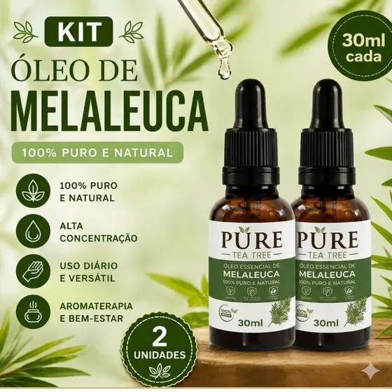 Kit 2 Óleos de Melaleuca 100% Puro – Rotina de Cuidados  30ml cada