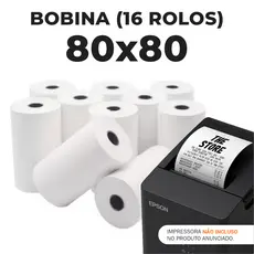 Bobina Termica 80x80 Branca caixa com 16 rolos 80mm Pdv Cupom Fiscal