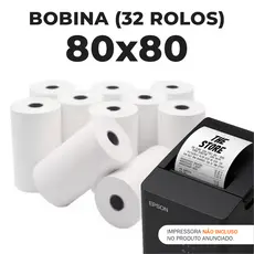 Bobina Termica 80x80 Branca caixa com 32 rolos 80mm Pdv Cupom Fiscal
