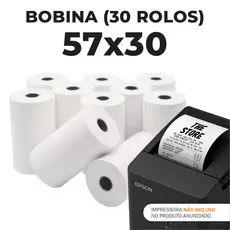 Bobina Termica 57x30 Branca caixa com 30 rolos 57mm Pdv Cupom Fiscal