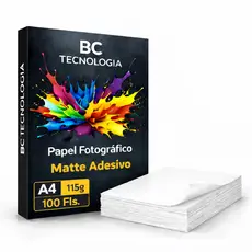 Papel Fotográfico Adesivo 115g A4 Matte Fosco Sem Brilho Prova Dágua 100 Folhas