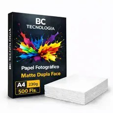 Papel Fotográfico Dupla Face 230g A4 Matte Fosco Prova Dágua 500 Folhas