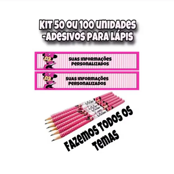 50 ou 100 - Adesivos para lápis personalizado (TODOS OS TEMAS)