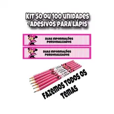 50 ou 100 - Adesivos para lápis personalizado (TODOS OS TEMAS)