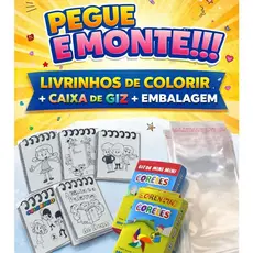 KIT LEMBRANCINHA INFANTIL COLORINDO+GIZ+EMBALAGEM (PEGUE E MONTE!!!)