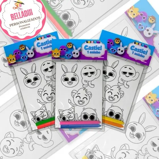 Kit 10 Lembrancinha Personalizado Festa Infantil lapela+giz - QUALQUER TEMA