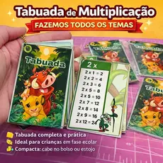 TABUADA DE MULTIPLICAÇÃO PORTÁTIL – CHAVEIRO EDUCATIVO INFANTIL fazemos todos os TEMAS