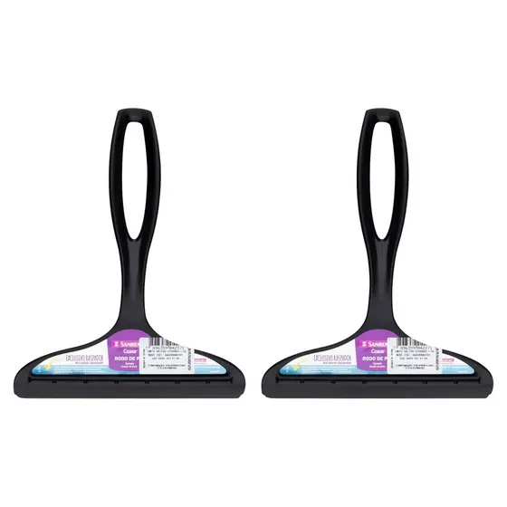 Kit com 2 Rodos Rodinho de Pia Plástico de 14 cm Preto Sanremo