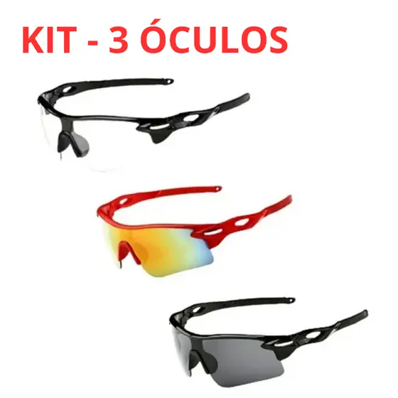 Óculos de Ciclismo Proteção UV 400 MTB Esportivo Espelhado / Bike Corrida Ciclista kit