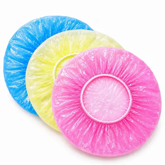 Kit 8 Toucas De Banho Plástico Reutilizável à Prova D'água C/ Elástico - Tintura e Hidratação para seu cabelo