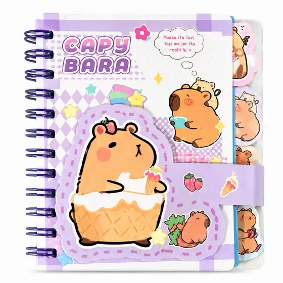 Caderneta Capivara Fofa 65 Folhas Pautadas Mini Agenda Caderno Espiral Escolar
