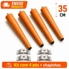 Pés Palitos 35 Cm + Chapinhas Angulo 10º Graus para Rack, Mesa, Sofás, Poltronas e Pufs