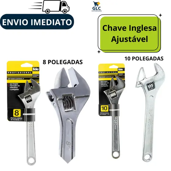 Chave Inglesa Ajustável 8polegadas e 10polegadas - Eda