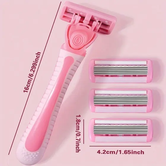 Lâminas de Barbear Femininas Sensíveis à Pele com 6 Camadas de Segurança Aço Inoxidável