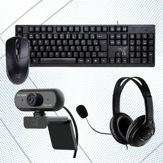 Kit para Computador Teclado + Mouse 1200DPI + Headset + Webcam 1080p Maxprint