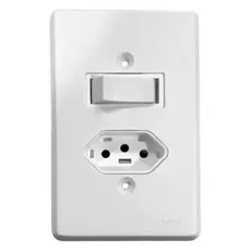 Conjunto Interruptor 1 Tecla 6A + Tomada 10A Pratika Ilumi 19200
