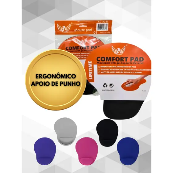 Mouse Pad Gel Comfort Pad Superfície Antiderrapante e Ergonômica para Escritório