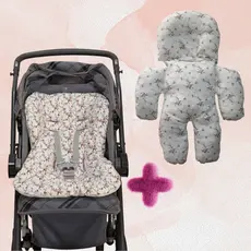 Kit Capa de Carrinho + Apoio Redutor 100% Algodão Estampado, Combo com 2 Peças