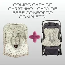 Combo Capa de Bebê Conforto + Capa de Carrinho 100% Algodão Tamanho Universal Para todas Marcas e Modelos Menina Menino