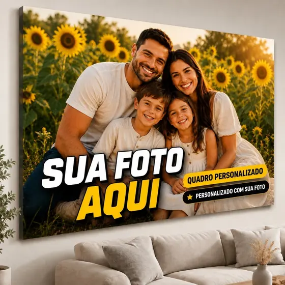 Quadro Personalizado Diversos Tamanhos Grande Foto Retrato Família Decoração Sala Quarto