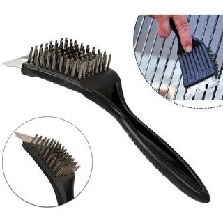 Escova Limpa Grelha 21cm Original Line Com Raspador Para Churrasqueira Chapa 2 em 1