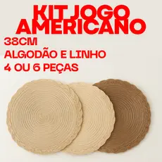 Kit 4 Ou 6 Peças Jogo Americano 38Cm Elegante Mesa Posta Em Algodão E Linho Descanso De Mesa