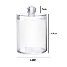Porta Cotonetes e Algodão 10,5cm Organizador com Tampa e em Acrílico Multiuso Universal Prático
