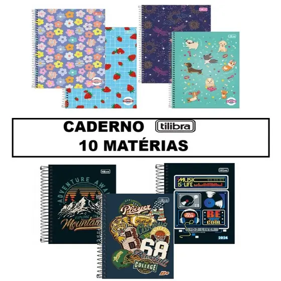 Caderno Tilibra Feminino E Masculino 10 Matérias 160 Folhas 20X27,5CM Capa Dura Multicolorido Pepper