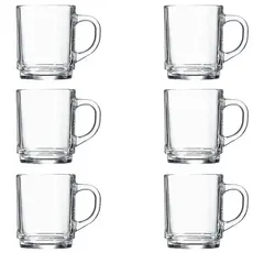 Conjunto 6 Canecas 220ML 7,2x9CM Vidro Copo Liso Para Bebidas Drinks Café Chá Copos Elegante Durável