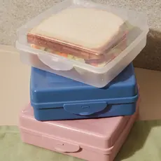 Sanduicheira Plástico Sanremo Rosa Azul Transparente Pote Box Porta Sanduiche Pão Merenda Lanche