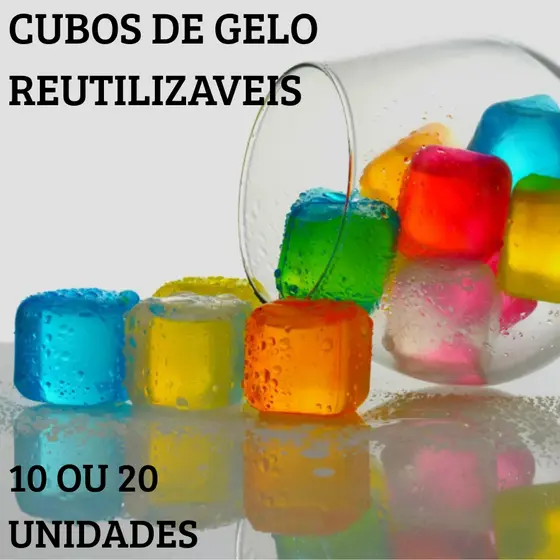 Kit 10 Ou 20Un Cubos De Gelo Reutilizável Para Bebidas Coloridas Drink Coloridos