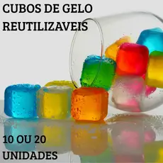 Kit 10 Ou 20Un Cubos De Gelo Reutilizável Para Bebidas Coloridas Drink Coloridos