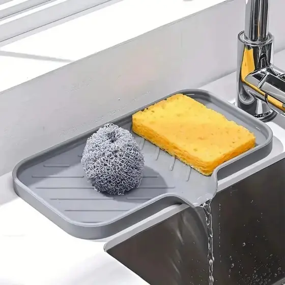 Porta Esponja de Pia Silicone com Drenagem – Saboneteira Grande Multiuso para Cozinha e Banheiro