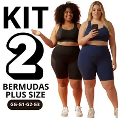 KIT 2 Bermudas Shorts Feminino Plus Size Academia Fitness Dia a Dia