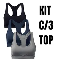 Kit 3 Tops Fitness Feminino Suplex Premium Academia Confortável