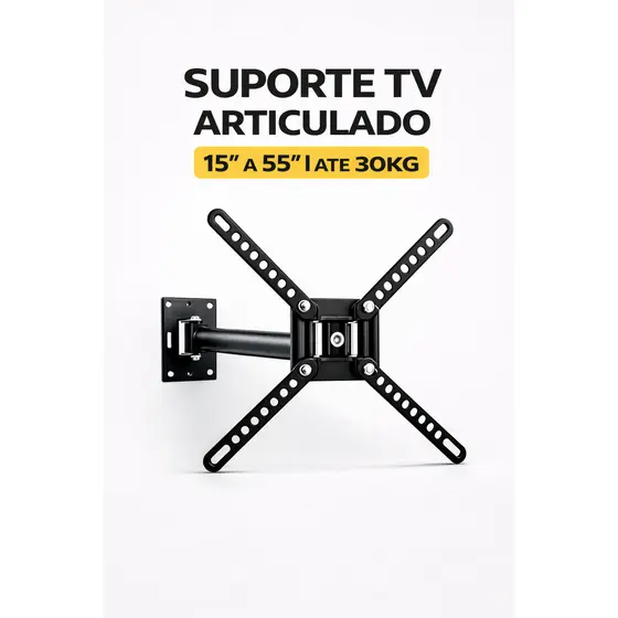 Suporte Articulado TV 15 a 55 Polegadas Universal Até 30kg Giro 180° VESA 400x400 Parede Casa Quarto Sala