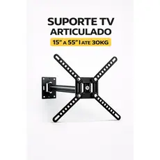 Suporte Articulado TV 15 a 55 Polegadas Universal Até 30kg Giro 180° VESA 400x400 Parede Casa Quarto Sala