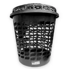 CESTO TELADO PRETO COM TAMPA REDONDO - 30 L