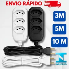 Extensão elétrica 10 5 3 2 metros bivolt 110v/220v padrão brasileiro 3 pinos