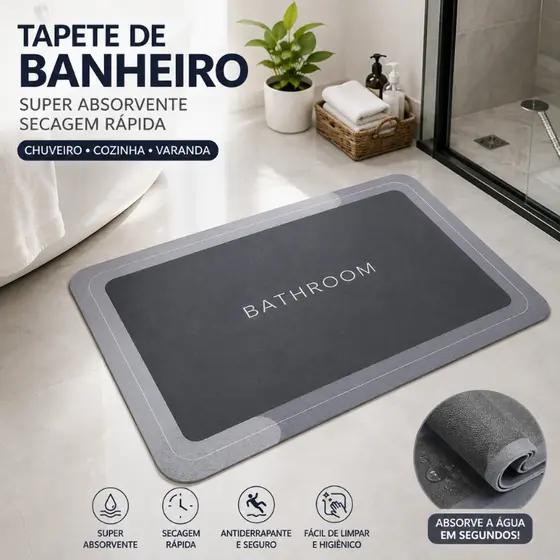 Tapete para Banheiro de Secagem Rápida e Super Absorvente - Ideal para Chuveiro, Cozinha e Varanda