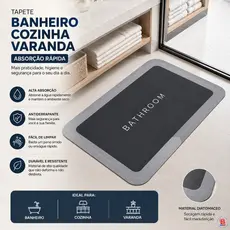 Tapete para Banheiro Absorvente Antiderrapante Secagem Rápida Macio Durável