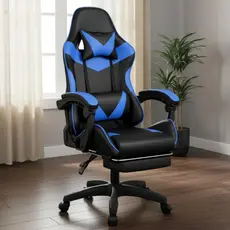 Cadeira Pc Gamer Giratória Ergonimica Em Couro Com Descanso Para os Pés Conforto