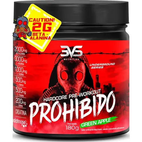 Pré Treino Prohibido 180g Com Fórmula Avançada Creatina, Beta Alanina, Taurina,  Cafeína, Arginina E Palatinose