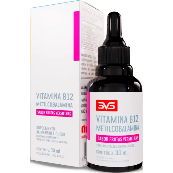 Vitamina B12 Metilcobalamina com Fórmula Super Concentrada Em Gotas 30ml - Sabor Frutas Vermelhas